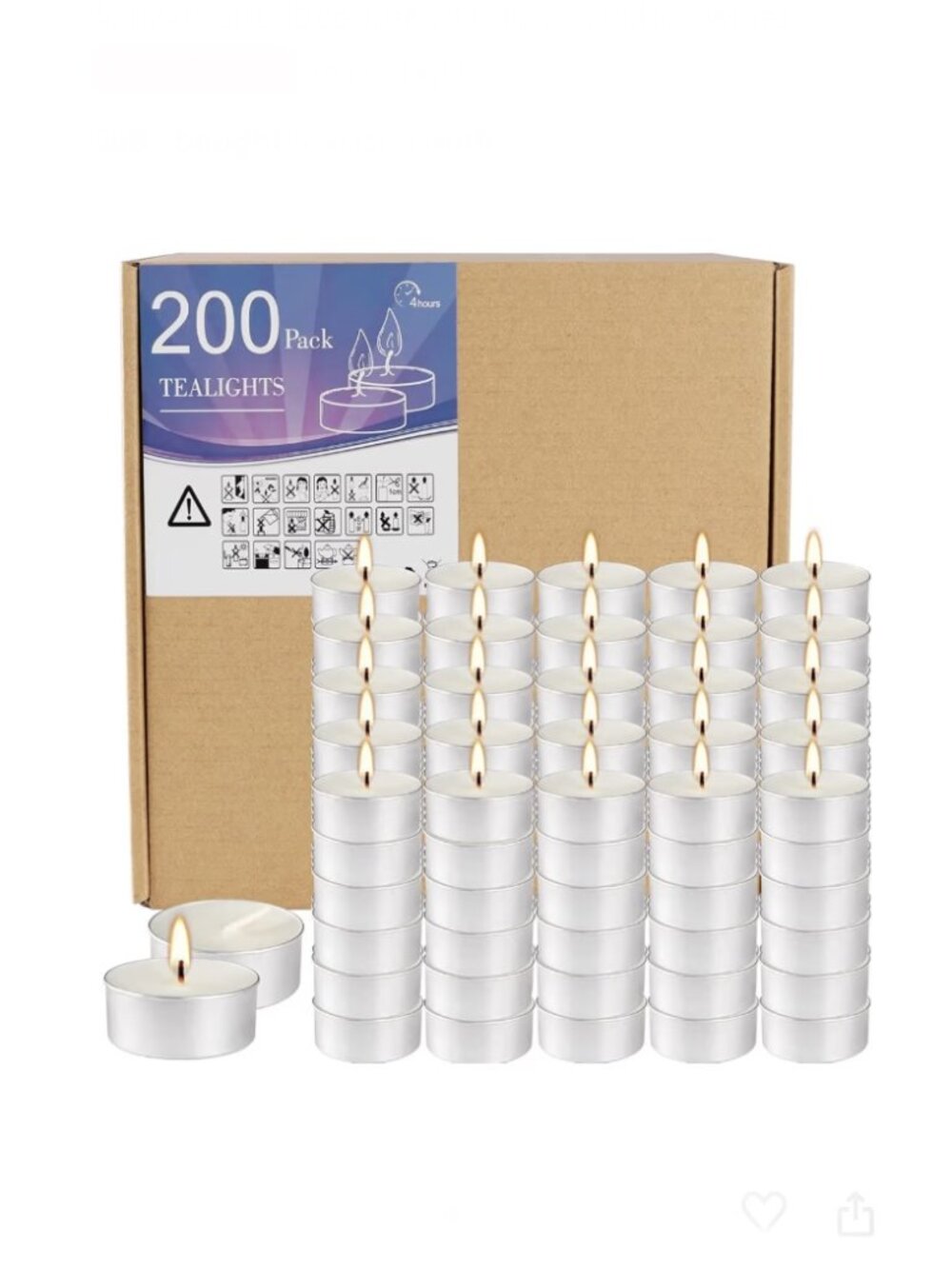 NIB 200 Pack Unscented Tealight Candles 4 h Hour Burn Time Bulk Sealed